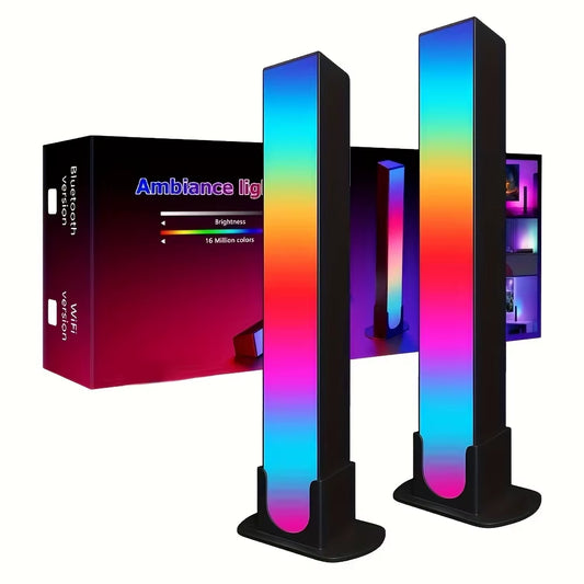 1 Pair RGB Rhythm Light 180° Smart Light Bars,Gaming LED Lights,16 Million DIY Color Adjustments,Remote Control,Usb Pickup Light Speakers