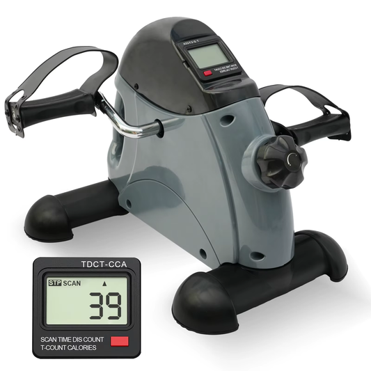 Mini Pedal Exercise Bike under Desk Bicycle Trainer Fitness Cycling Portable LCD Display Arm Leg Fitness Equipment Home Office