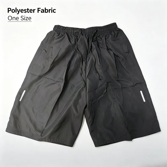 One Size Men Polyester Quick Dry Athletic Shorts Elastic Drawstring Zipper Pockets Jogging Workout Running Sport Shorts