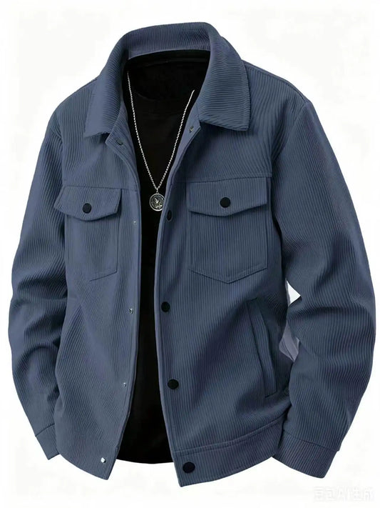 Men's Corduroy Jacket Fashion Casual Solid Color Versatile Top Outerwear for All Occasions