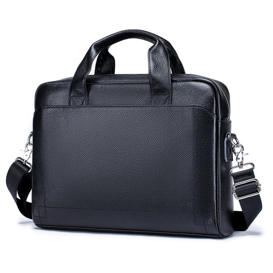 Men's leather handbag, top layer cowhide briefcase, leather laptop bag, diagonal cross office bag