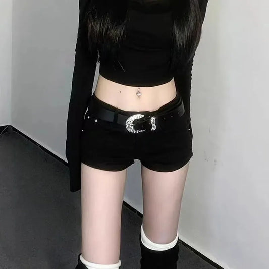 Black Denim Shorts for Women New European Style Trendy Summer Mini Shorts Female Sexy Sheath Night Club Slim Ultrashort Jeans