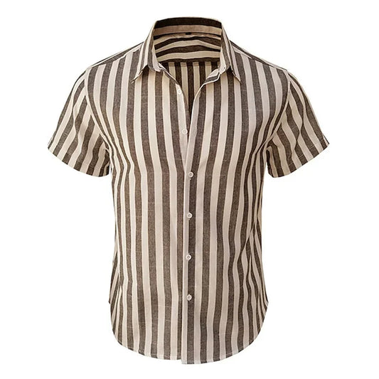 Alternating Striped Men's Shirts Summer Minimalist Shirts Beach Casual Style Short Sleeved Shirt Men's Hawaii Vacation Shirt