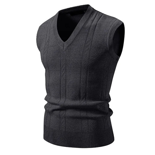 New Men's V-Neck Sleeveless Vest Classic Pullover Knitted Waistcoat Sweater Cardigans Tank Tops Outdoor Streetwear