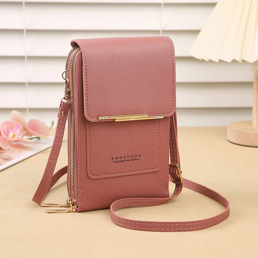 The Women Bag Touch Screen Cell Phone Purse Soft Leather Shoulder Bag Female Handbags Cheap Small Wallet Crossbody Bags