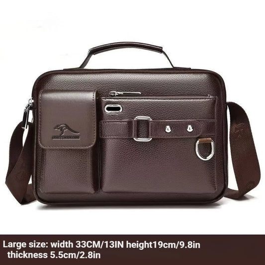 Men's Retro Messenger Bag with Waterproof Design, Large Capacity Laptop Briefcase for Office Work, Travel and School