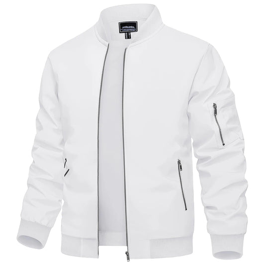TACVASEN Men's Flight Jacket Summer Autumn Thin Lightweight Casual Windbreaker Multi-pockets Full Zip Up Varsity Baseball Jacket