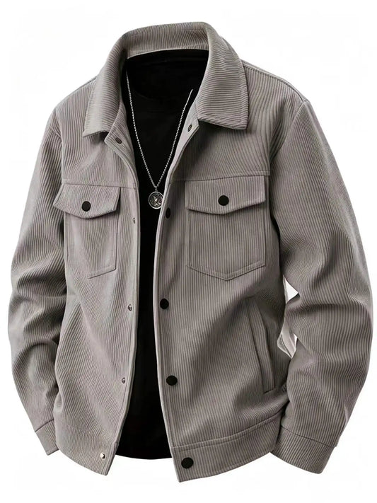Men's Pure Color Button-Up Collar Casual Outdoor Jacket Autumn Winter Spring Seasonal Fashion Outerwear