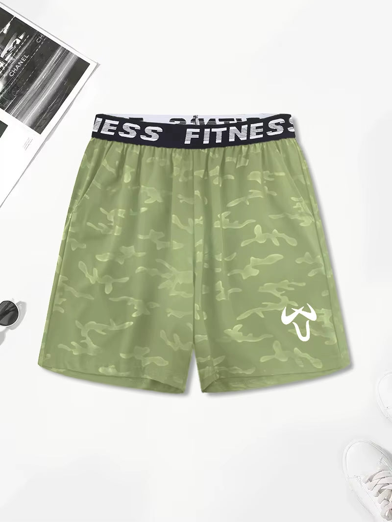 Men'S Casual Quick-Dry Athletic Shorts with Geometric Pattern Elastic Waist & Drawstring - Lightweight Non-Stretch Fabric Pant