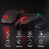 M690 PRO Wireless Gaming Mouse 8000 DPI Wired Mouse Rapid Fire Key 8 Macro Buttons for Pc/Mac/Laptop, Black/White Mouse