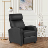 Massage Recliner Sofa with Lumbar Support and Adjustable Backrest for Living Room or Bedroom in Black Leather