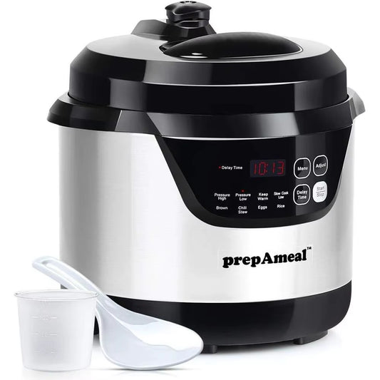 8 in 1 Multi-Use Programmable Cooker: Electric Pressure Pot with Slow Cook, Rice, Steamer, Sauté, Brown, Warmer