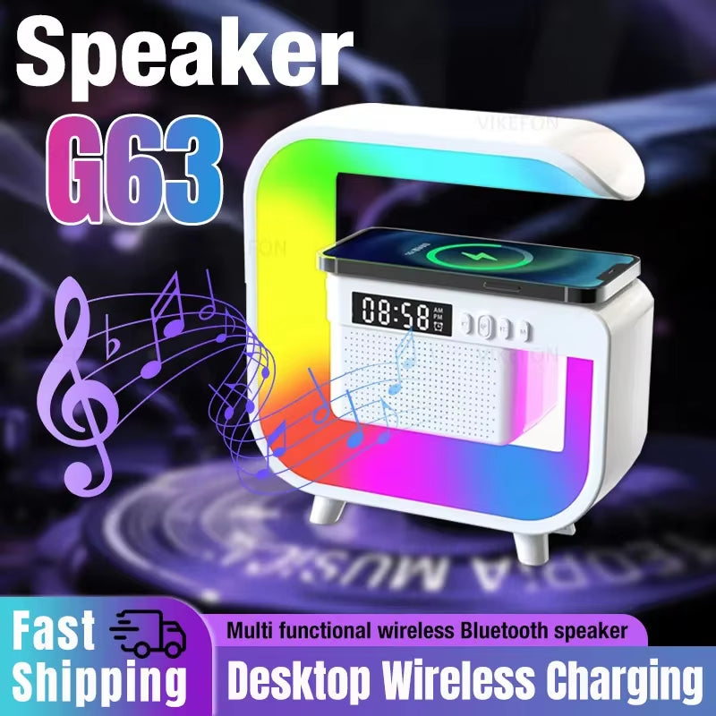 Bluetooth Wireless FM TF Speaker Phone Wireless Charger RGB Light for Iphone Samsung Xiaomi Fast Charging Home Portable Speakers