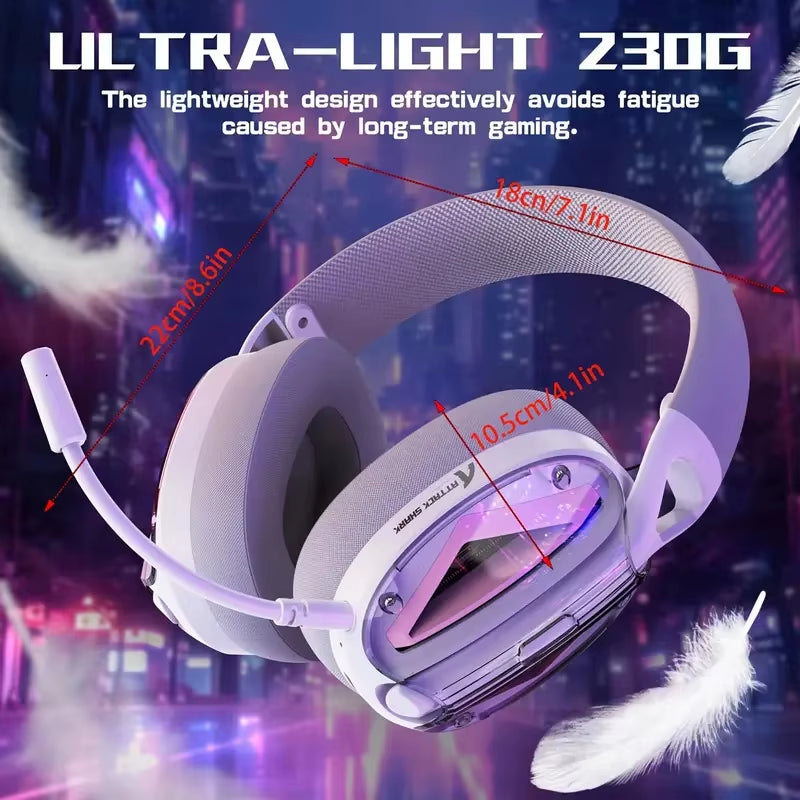 X ATTACK SHARK L60 Lightweight Wireless Gaming Headset Over-Ear,Wired/Bt/2.4Gtri-Mode,40Mm Drivers