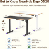 Electric Height Adjustable Ergonomic Desk - 55" x 24" Sit-Stand Computer Table for Office Use