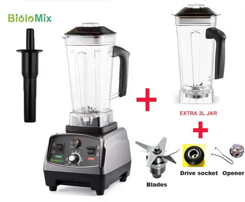 3HP 2200W Heavy Duty Commercial Grade Timer Blender Mixer Juicer Fruit Food Processor Ice Smoothies BPA Free 2L Jar