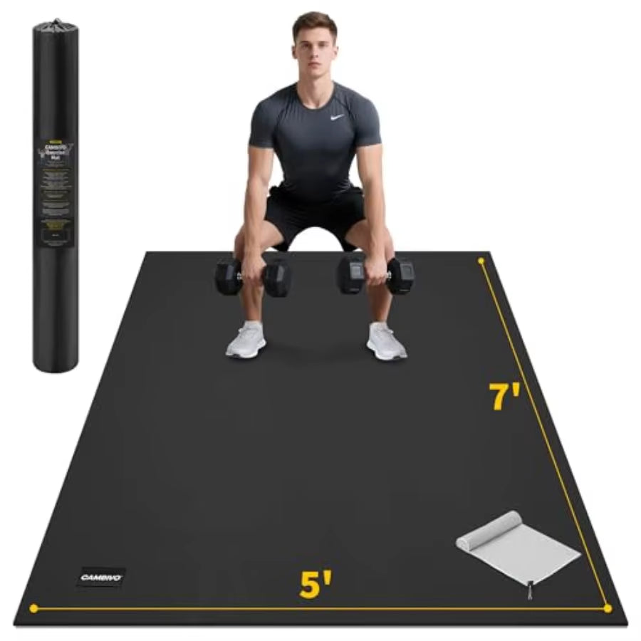 CAMBIVO Large Exercise Mat for Home Workout 8'X6'/7'X5'/6'X4' 7 Mm Extra Thick Exercise Mat for Home Gym Shoe-Friendly Non-Slip