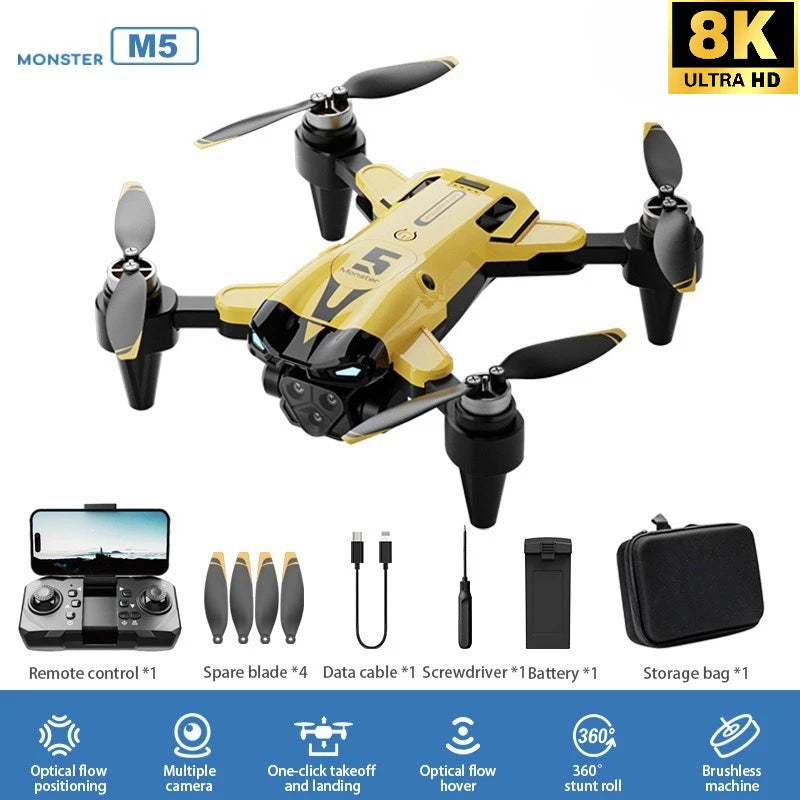 New M5 Three Camera Drone High Definition Aerial Photography Remote Control Aircraft Optical Flow Positioning Four Axis Aircraft