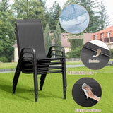 TLSUNNY Patio Dining Set 5 Pieces, All Weather Outdoor Furniture W/30X 30 Table and 4 Stackable Textilene Chairs, Metal Table An