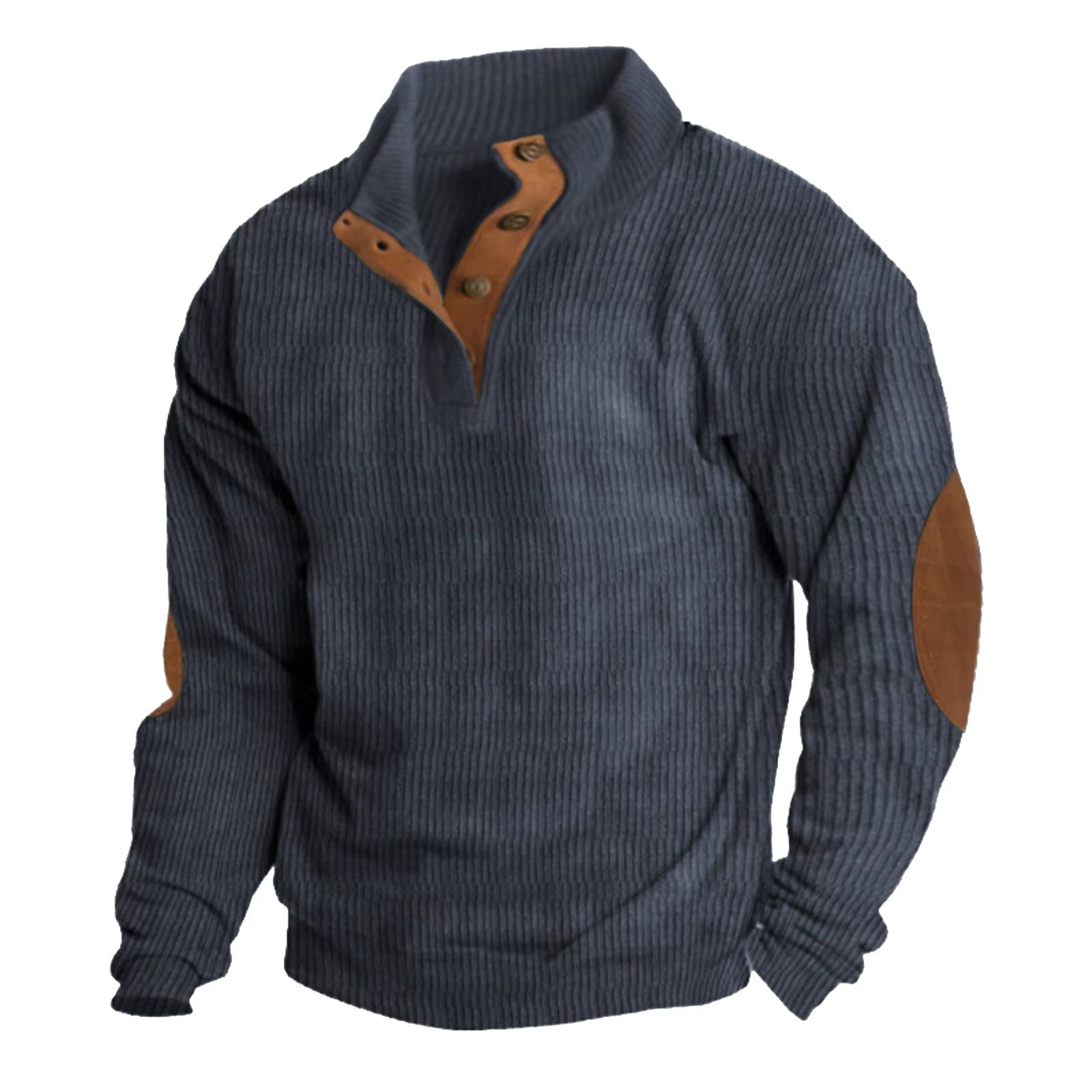 Mens Casual Sweater Tops Loose Comfortable Buckle Stand Neck Long Sleeve Knitwear Hoodie plus Size Mens Band Knitting Pullovers