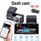 4K Dash Cam for Car Dvr Dual Lens Driving Recorder Car DVR 1080P Rear Lens Camera Built-In Wifi GPS Dashcam Black Box