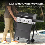3 Burner BBQ Propane Gas Grill Stainless Steel 30 000 BTU Patio Garden Barbecue Grill with Two Foldable Shelves
