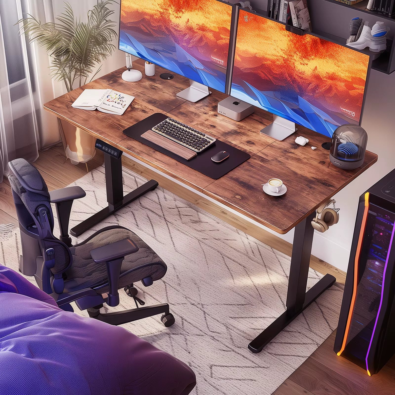 MCQ Electric 63"x24" Ergonomic Height Adjustable Standing Desk for Home Office and Gaming Workstation