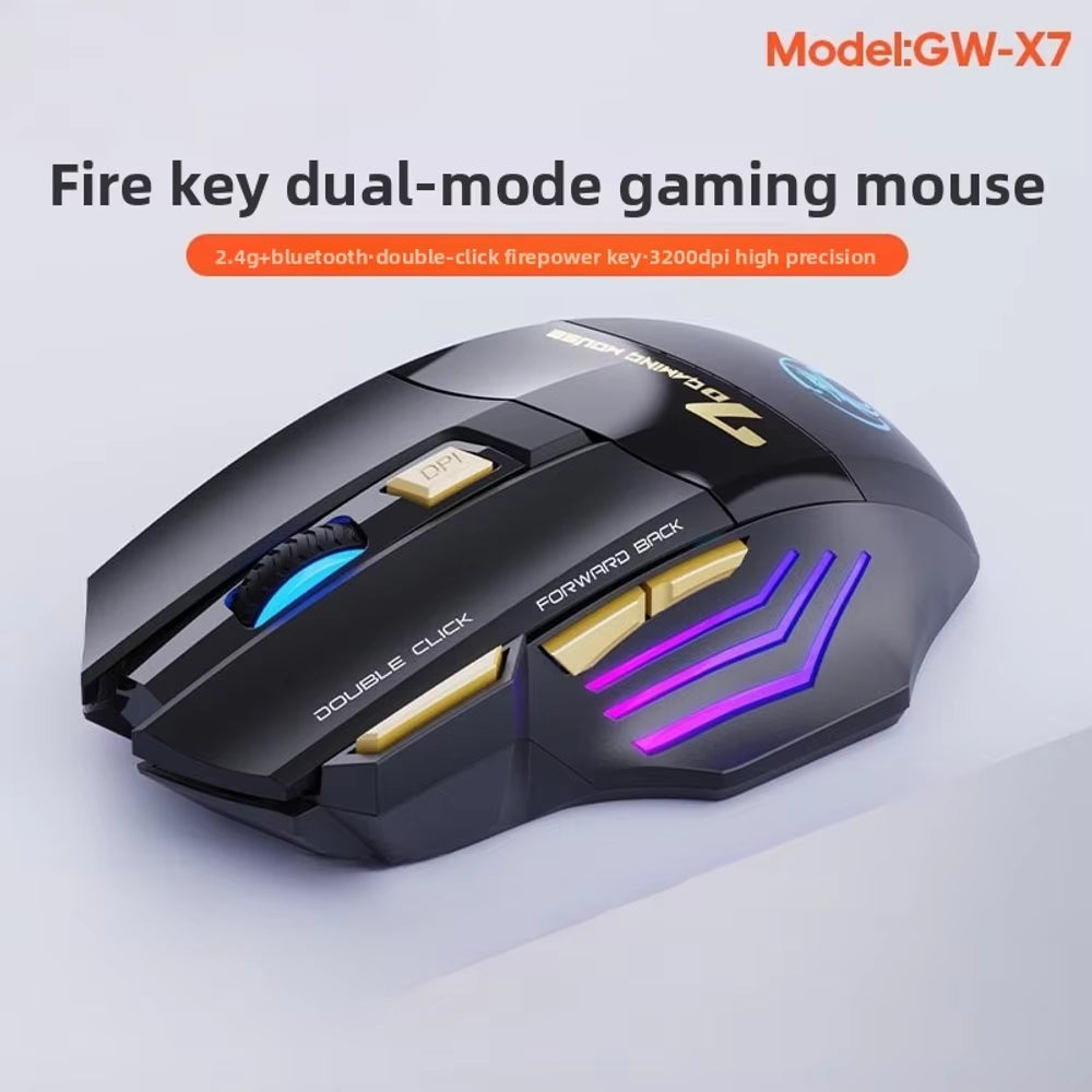 7-Key 2.4G Silent Rechargeable Colorful Breathing Light Wireless Gaming Mouse without Double Clicking Gaming Accessories