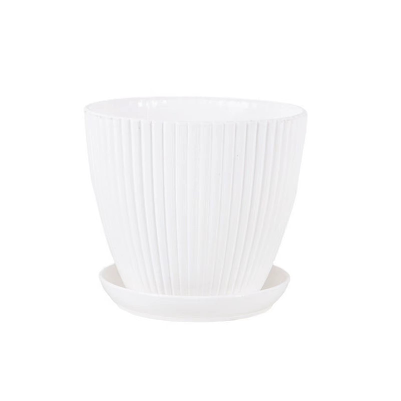 Flower Pot round Planters Succulents Plant Pot with Tray Office Desktop Balcony Home Garden Decoration Outdoor Potted 5 Sizes