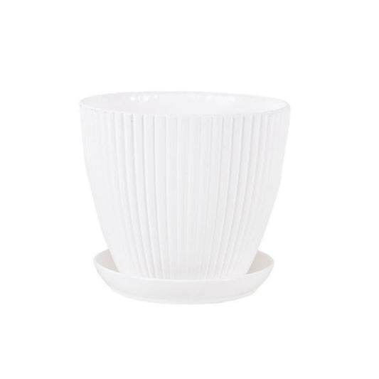 Flower Pot round Planters Succulents Plant Pot with Tray Office Desktop Balcony Home Garden Decoration Outdoor Potted 5 Sizes