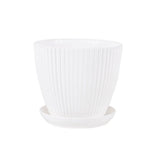 Flower Pot round Planters Succulents Plant Pot with Tray Office Desktop Balcony Home Garden Decoration Outdoor Potted 5 Sizes