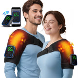 Wireless Shoulder Massager Pad Wrap App-Controlled Graphene Heating 7 Temp Levels 3 Vibration Modes 3 Timers LCD Muscle Relax
