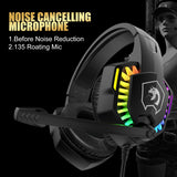 MANBASNAKE T11 Wired Gaming Keyboard and Mouse Headset Combo,Rainbow LED Backlit Wired Keyboard