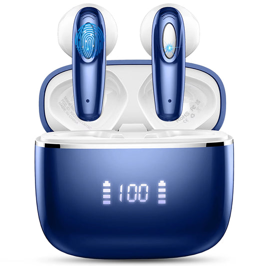 Wireless Earbuds, Bluetooth 5.3, 4 ENC Noise Canceling Mic, 40H LED Display Charging Case, IP7 Waterproof In-Ear Earbuds.
