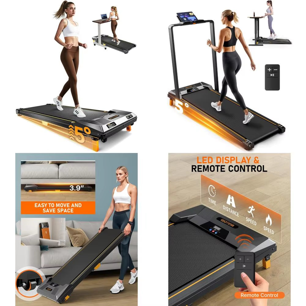 Portable under Desk Treadmill with 2.5HP Motor, 330Lbs Capacity for Home Use, Compact Design Ideal for Exercise at Work.