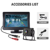 Car Rear View Camera with Monitor for Truck Parking 4.3" Screen HD Reversing Camera 12-24V Night Vision Easy Installation