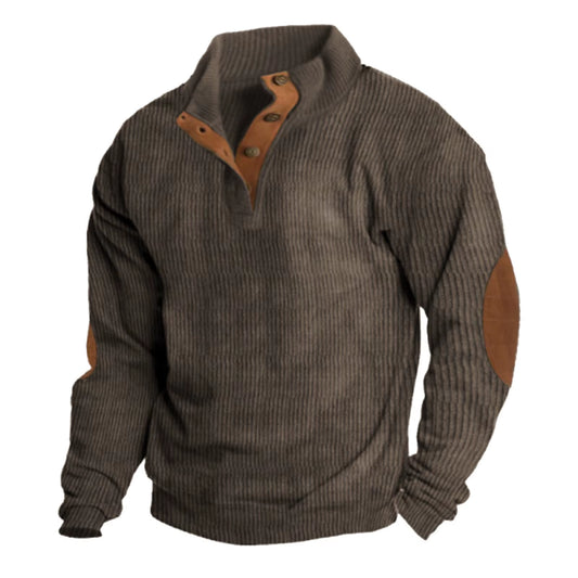 Mens Casual Sweater Tops Loose Comfortable Buckle Stand Neck Long Sleeve Knitwear Hoodie plus Size Mens Band Knitting Pullovers