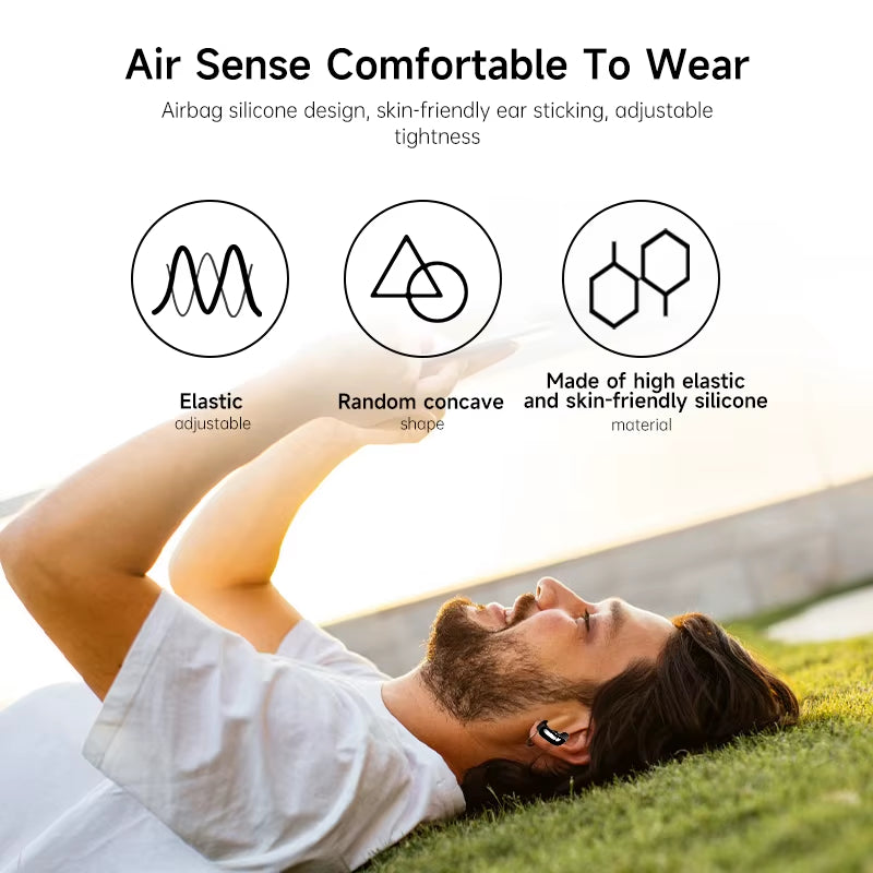 Open Ear Clip Earphones Noise Reduction for Working 17 Different Language Voice Control Waterproof Wireless Earphones