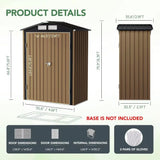 5X3Ft Outdoor Steel Storage Shed, Lockable Doors, Compact Metal Tool Shed for Garden, Backyard, Patio, Utility, and Bike Storage