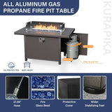 Aluminum Patio Furniture Set 4-Seat Modern Metal Outdoor Conversation Sets W/45In Propane Fire Pit Table and Loveseat