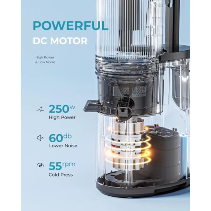 Cold Press Juicer Machines with 5.6Inch Wide Feed Chute for Whole Vegetables and Fruits Slow Masticating Juicer Ensuring 99.6 H