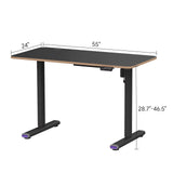 Electric Height Adjustable Ergonomic Desk - 55" x 24" Sit-Stand Computer Table for Office Use