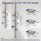 Adjustable Shower Caddy Organizer, Rustproof 6-Pack Corner Shelf with Towel Bar & Soap Dish for Bathroom Storage, Black