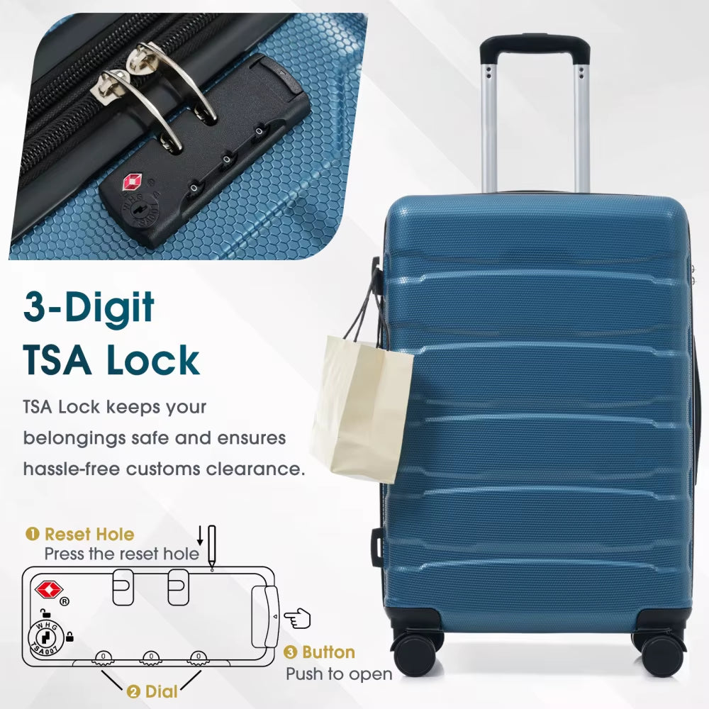 28 Inch Hardshell ABS Checked Luggage, Durable Expandable Travel Suitcase with Spinner Wheels, TSA Lock