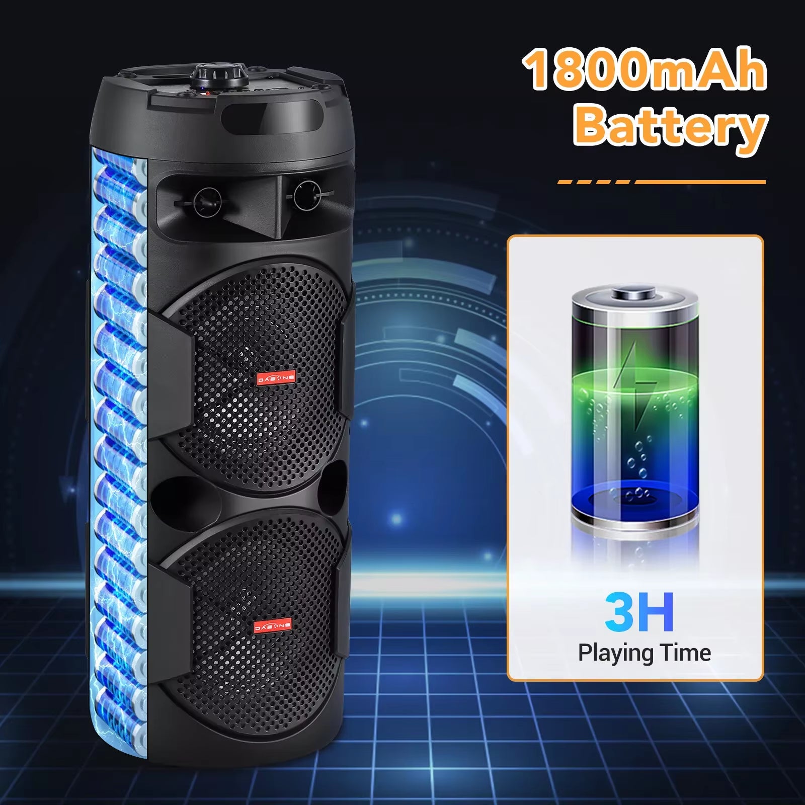 Dual 6.5" Woofer Portable FM Bluetooth Party Speaker Heavy Bass Sound with Mic