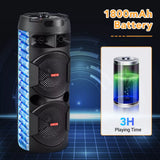 Dual 6.5" Woofer Portable FM Bluetooth Party Speaker Heavy Bass Sound with Mic