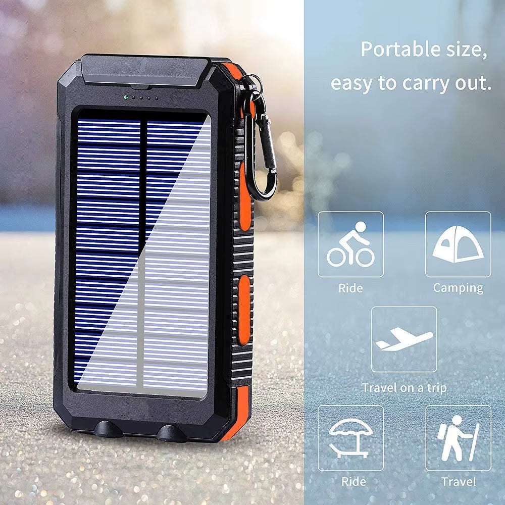 New Solar Power Bank 100000Mah Portable Charging Powerbank External Battery Charger Strong Light LDE Light for All Smartphones