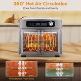 26-Quart French Door Air Fryer Toaster Oven with 24 Functions, Digital Controls, 12 Pizza, 6-Slice Toast, 6Lb Rotisserie, 6 Acce