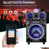 12" Portable Bluetooth Speaker Loud Subwoofer Heavy Bass Party FM DJ LED AUX USB TF Wiith Microphone and Remote