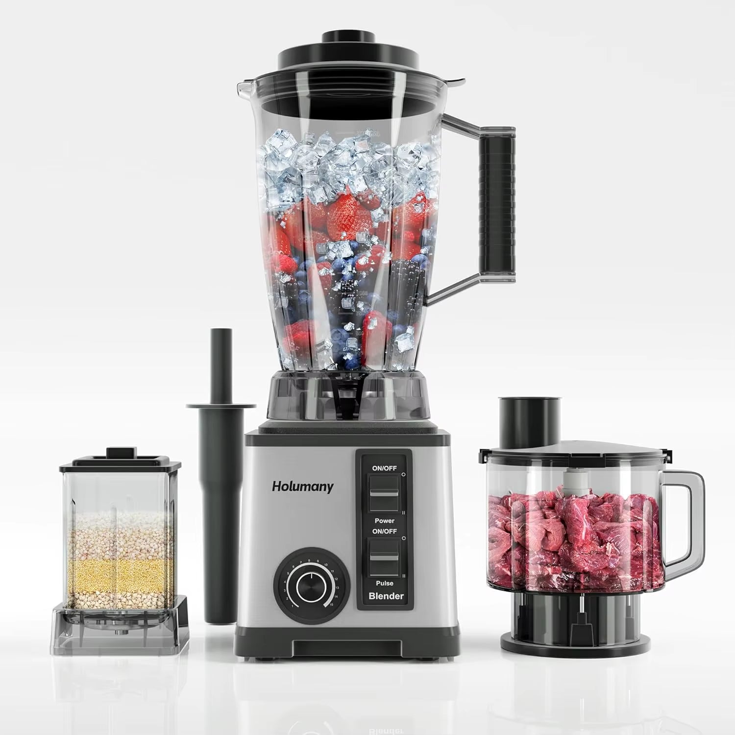 1200W Countertop Blender with 100Oz Pitcher, Blender Food Processor Combo, 3-Cup Chopper & Grinder